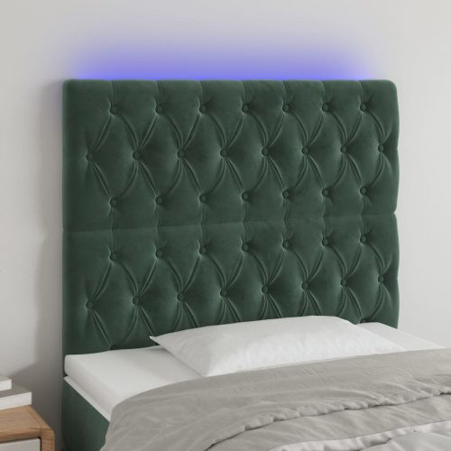 LED uzglavlje tamnozeleno 90x7x118/128 cm baršunasto