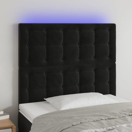 LED uzglavlje crno 80x5x118/128 cm baršunasto