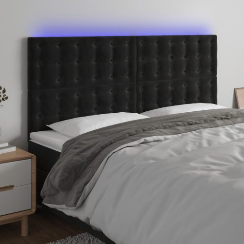 LED uzglavlje crno 180x5x118/128 cm baršunasto