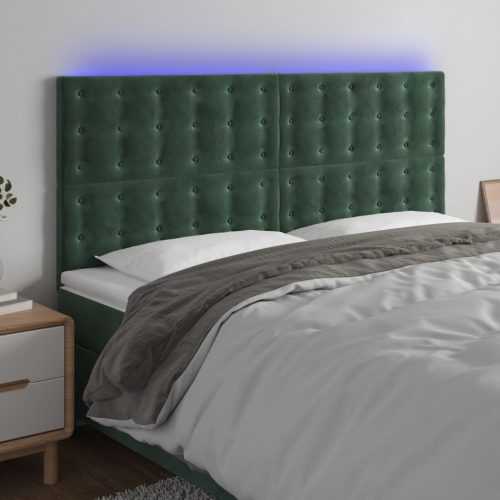 LED uzglavlje tamnozeleno 200x5x118/128 cm baršunasto