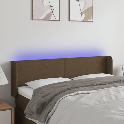 LED uzglavlje tamnosmeđe 147x16x78/88 cm od tkanine
