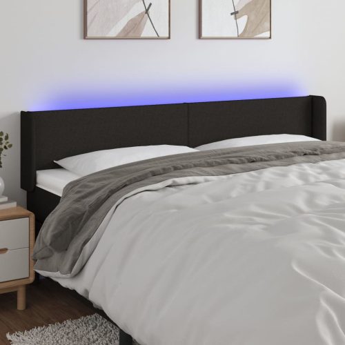 LED uzglavlje crno 203x16x78/88 cm od tkanine