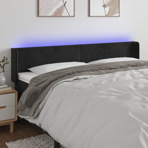 LED uzglavlje crno 163x16x78/88 cm baršunasto