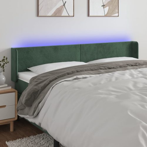 LED uzglavlje tamnozeleno 163x16x78/88 cm baršunasto