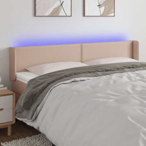 LED uzglavlje boja cappuccina 203x16x78/88 cm od umjetne kože