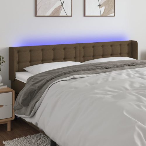 LED uzglavlje tamnosmeđe 203x16x78/88 cm od tkanine