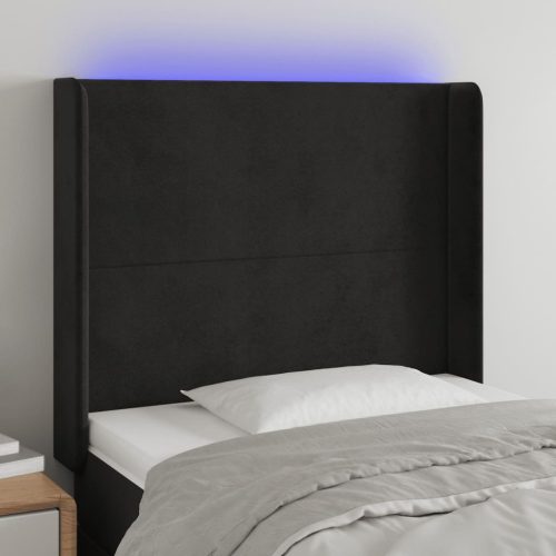 LED uzglavlje crno 83x16x118/128 cm baršunasto