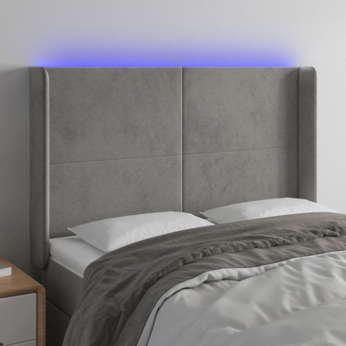 LED uzglavlje svjetlosivo 147 x 16 x 118/128 cm baršunasto