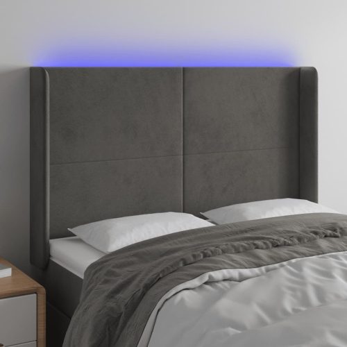 LED uzglavlje tamnosivo 147x16x118/128 cm baršunasto