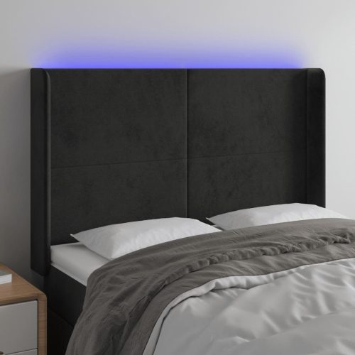 LED uzglavlje crno 147x16x118/128 cm baršunasto