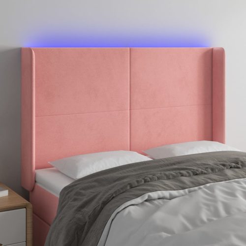LED uzglavlje ružičasto 147x16x118/128 cm baršunasto