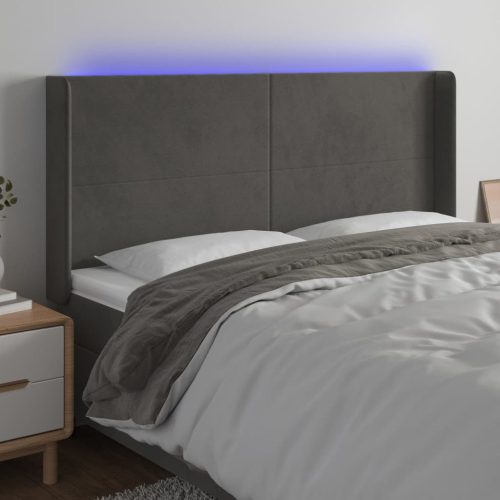 LED uzglavlje tamnosivo 163x16x118/128 cm baršunasto