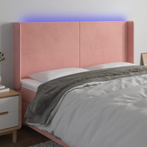 LED uzglavlje ružičasto 203x16x118/128 cm baršunasto