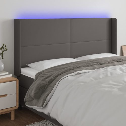 LED uzglavlje sivo 183x16x118/128 cm od umjetne kože