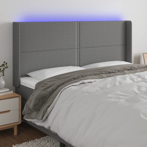 LED uzglavlje tamnosivo 163 x 16 x 118/128 cm od tkanine