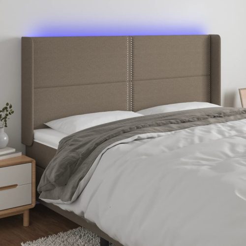 LED uzglavlje smeđesivo 183 x 16 x 118/128 cm od tkanine