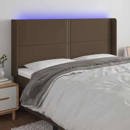 LED uzglavlje tamnosmeđe 203x16x118/128 cm od tkanine