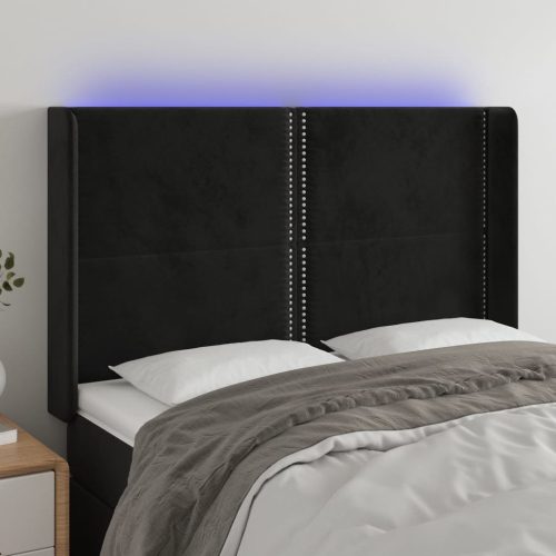 LED uzglavlje crno 147x16x118/128 cm baršunasto