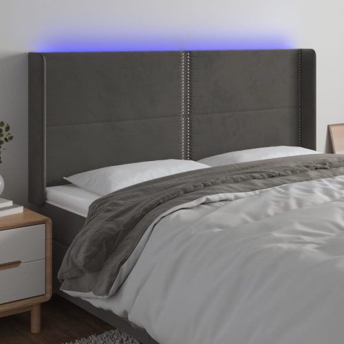 LED uzglavlje tamnosivo 163x16x118/128 cm baršunasto