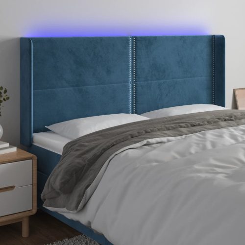 LED uzglavlje tamnoplavo 163x16x118/128 cm baršunasto