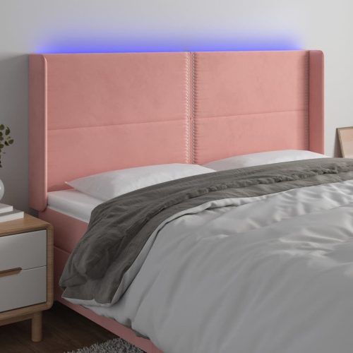 LED uzglavlje ružičasto 203x16x118/128 cm baršunasto