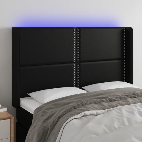 LED uzglavlje crno 147x16x118/128 cm od umjetna koža