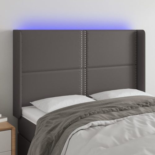 LED uzglavlje sivo 147x16x118/128 cm od umjetne kože