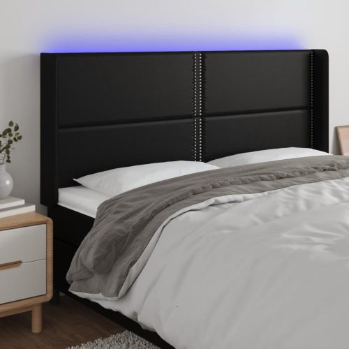 LED uzglavlje crno 163 x 16 x 118/128 cm od umjetna koža