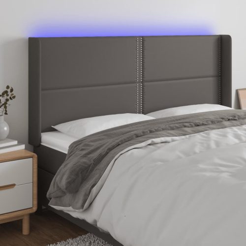 LED uzglavlje sivo 163x16x118/128 cm od umjetne kože