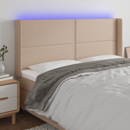 LED uzglavlje boja cappuccina 203x16x118/128cm umjetna koža