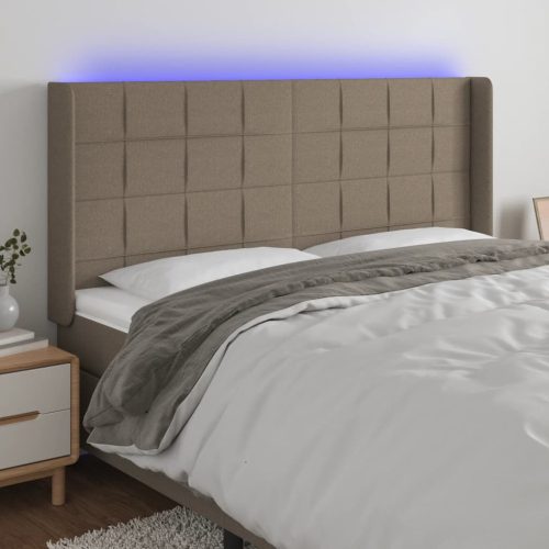 LED uzglavlje smeđesivo 163 x 16 x 118/128 cm od tkanine