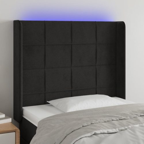 LED uzglavlje crno 103x16x118/128 cm baršunasto