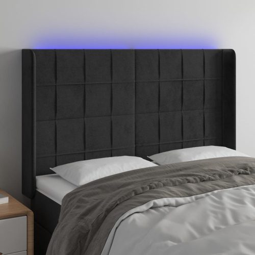 LED uzglavlje crno 147x16x118/128 cm baršunasto