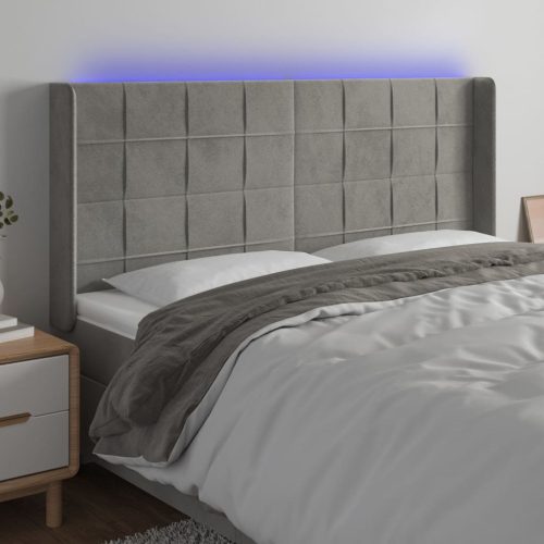 LED uzglavlje svjetlosivo 163 x 16 x 118/128 cm baršunasto