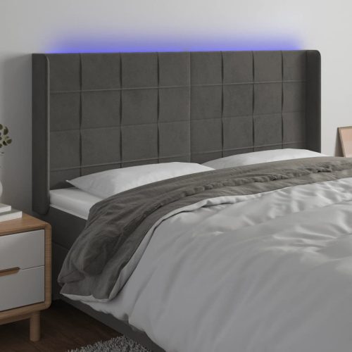 LED uzglavlje tamnosivo 203 x 16 x 118/128 cm baršunasto