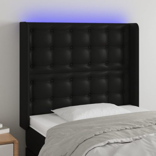 LED uzglavlje crno 83x16x118/128 cm od umjetne kože