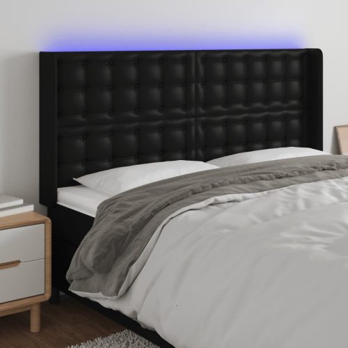 LED uzglavlje crno 147x16x118/128 cm od umjetna koža