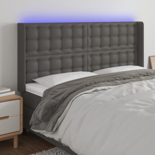 LED uzglavlje sivo 147x16x118/128 cm od umjetne kože