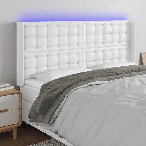 LED uzglavlje bijelo 163x16x118/128 cm od umjetne kože