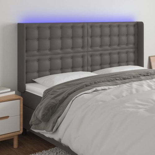 LED uzglavlje sivo 183x16x118/128 cm od umjetne kože