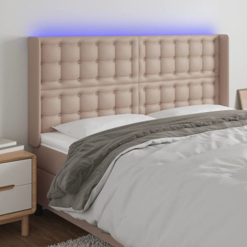 LED uzglavlje boja cappuccina 203x16x118/128cm umjetna koža