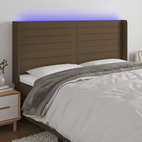 LED uzglavlje tamnosmeđe 183x16x118/128 cm od tkanine