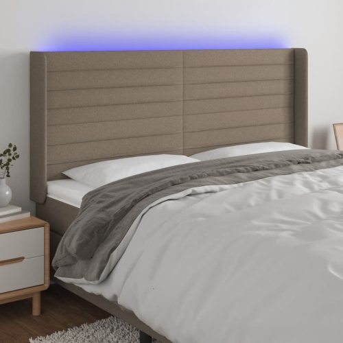 LED uzglavlje smeđesivo 203 x 16 x 118/128 cm od tkanine