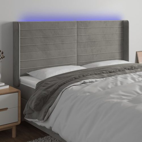 LED uzglavlje svjetlosivo 163 x 16 x 118/128 cm baršunasto