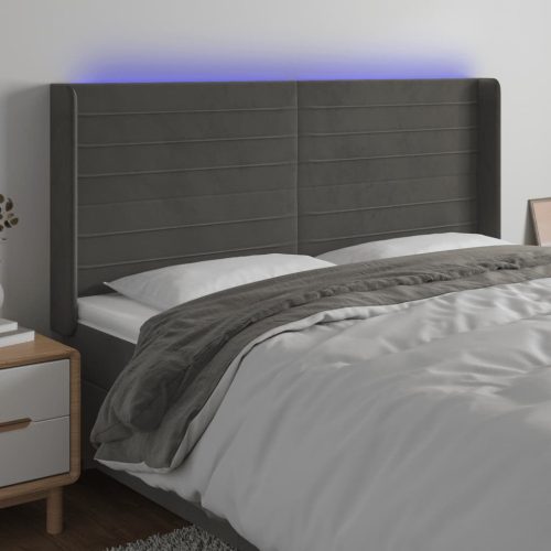 LED uzglavlje tamnosivo 163x16x118/128 cm baršunasto