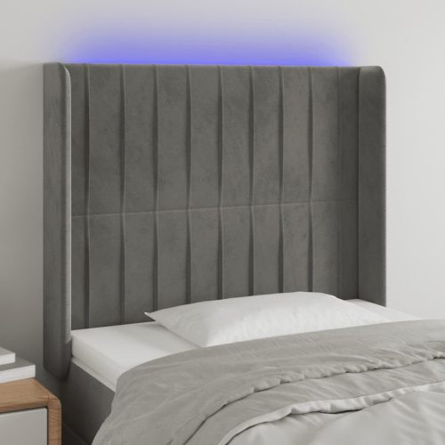 LED uzglavlje svjetlosivo 83 x 16 x 118/128 cm baršunasto