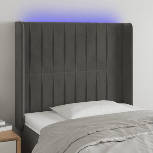 LED uzglavlje tamnosivo 83x16x118/128 cm baršunasto