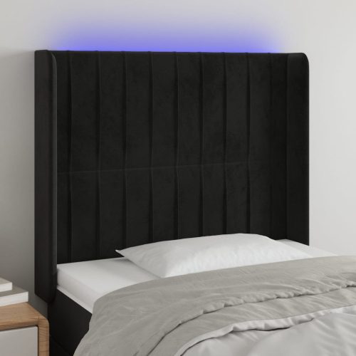 LED uzglavlje crno 103x16x118/128 cm baršunasto