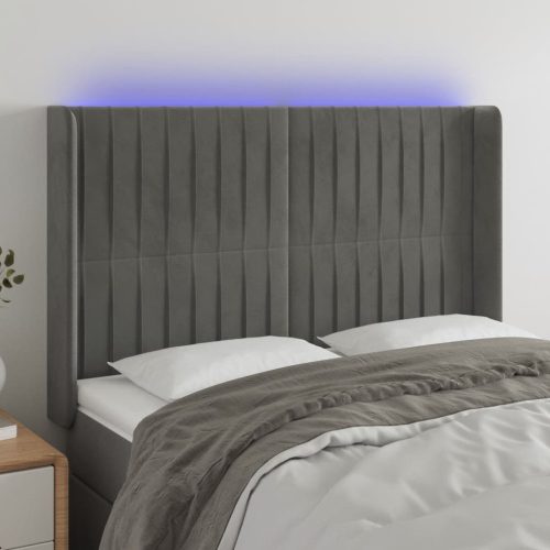 LED uzglavlje svjetlosivo 147 x 16 x 118/128 cm baršunasto