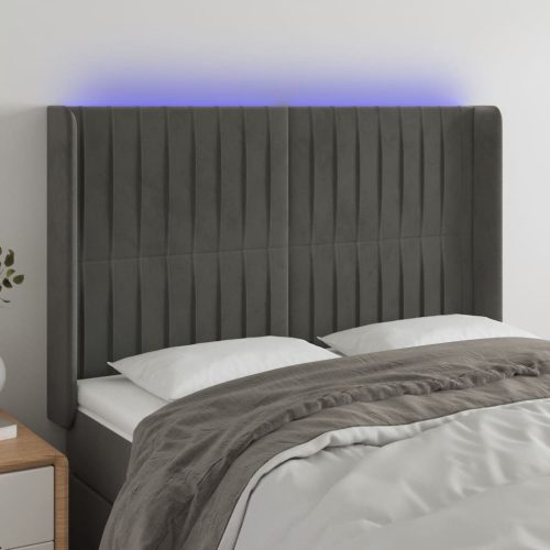 LED uzglavlje tamnosivo 147x16x118/128 cm baršunasto